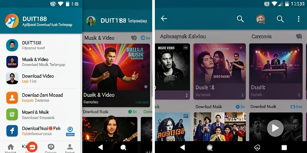 Tampilan antarmuka aplikasi Download Musik DUIT188 yang intuitif.
