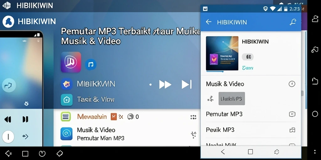 Tampilan antarmuka HIBIKIWIN sebagai Pemutar MP3 yang modern dan intuitif.