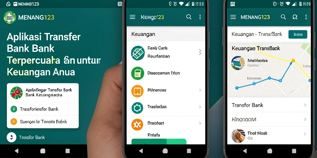 Tampilan intuitif aplikasi MENANG123 untuk transfer bank.