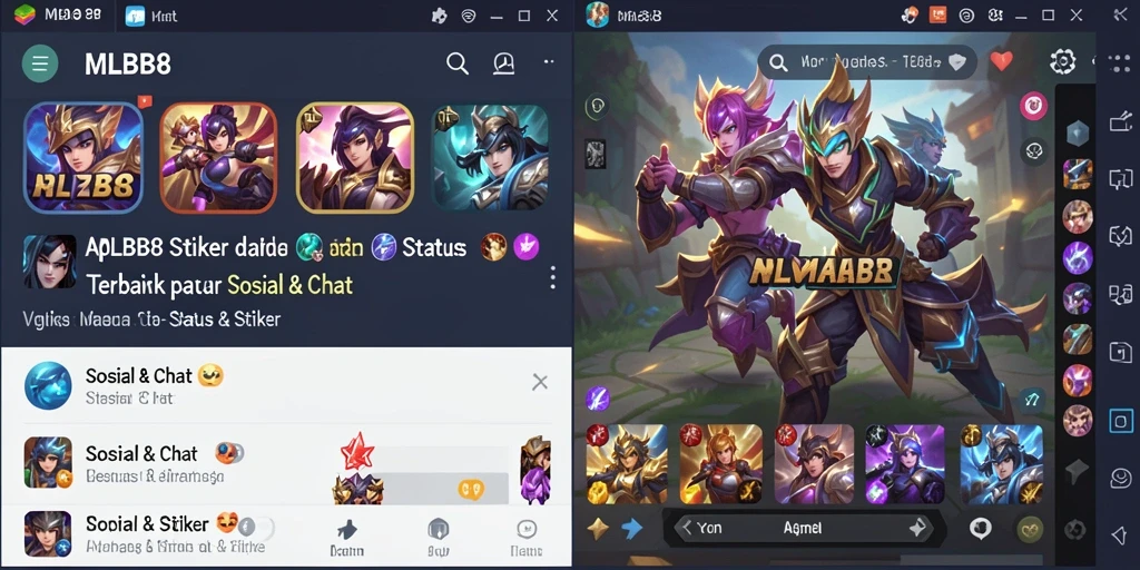 Tampilan antarmuka dan fungsi fitur Status & Stiker MLBB8 yang menarik.
