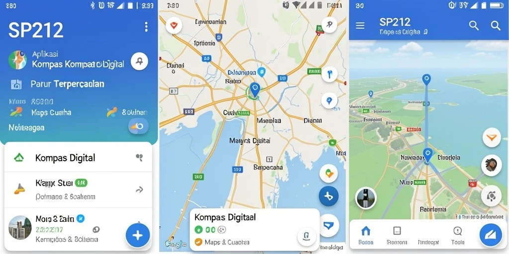 Antarmuka SP212 yang user-friendly untuk navigasi kompas digital.