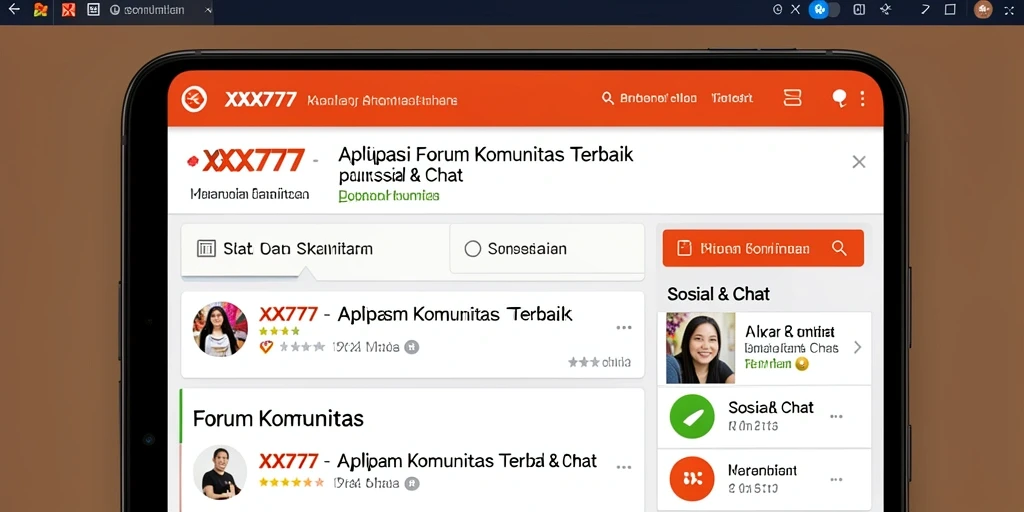 Tampilan antarmuka XXX777 yang menarik dan interaktif untuk Forum Komunitas.